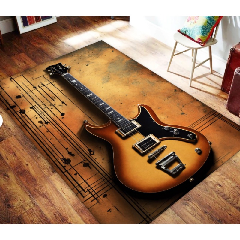 ギタープリント音楽テーマラグ現代楽器パターン大面積カーペット - Commercial Printing Icon のレビューと価格