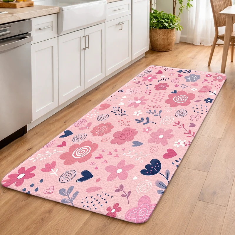 素朴な花柄の蝶柄ランナーラグ レトロな多色の花と枝のアートプ - Hall Commercial Printing のレビューと価格