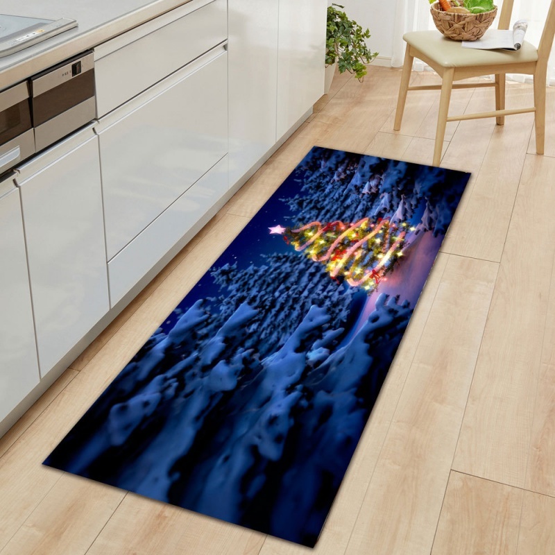 雪のクリスマスツリーの風景がプリントされたランナーラグ、冬の - Hall Commercial Printing のレビューと価格