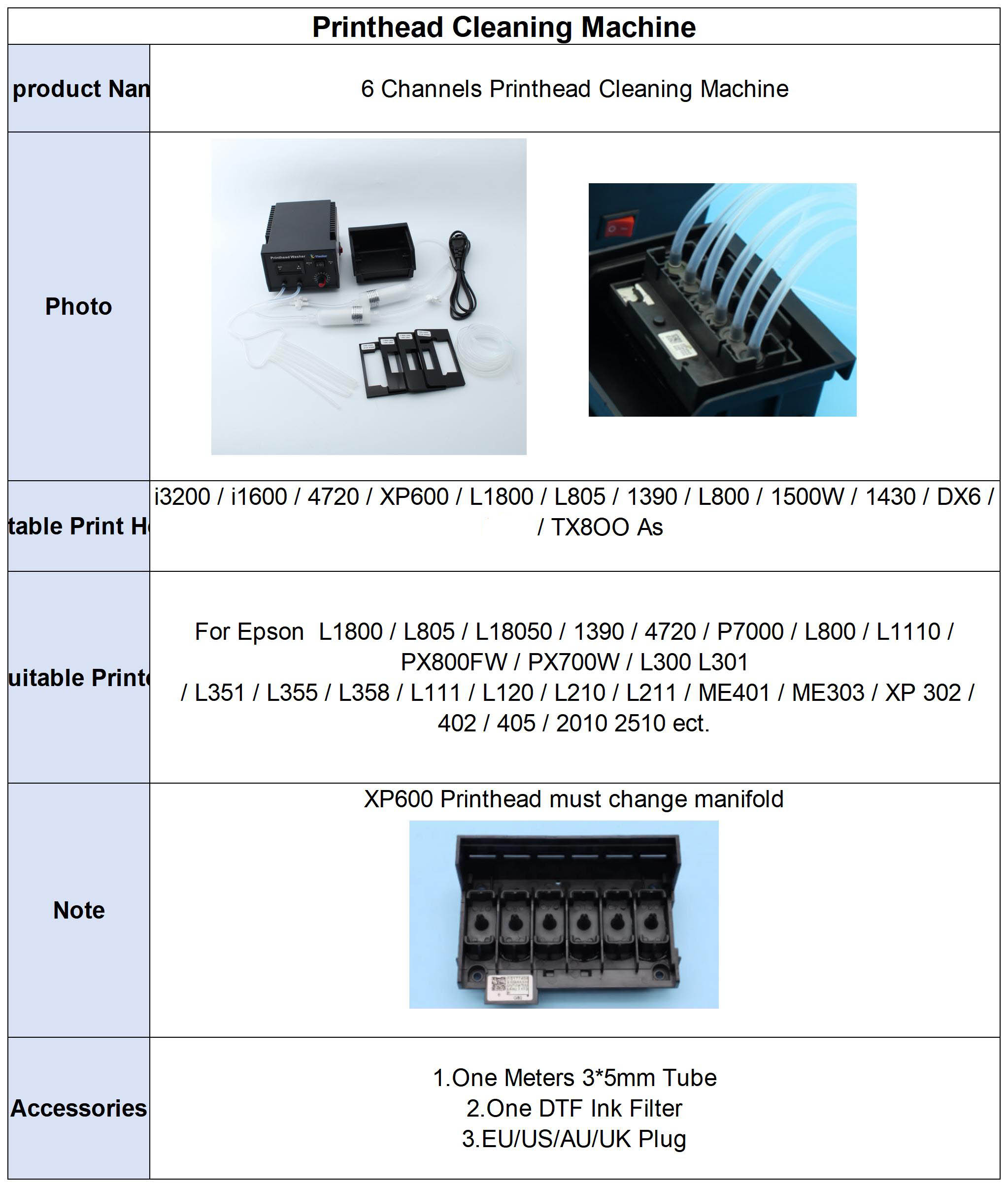6チャンネルプリンターヘッド洗浄機 DX6 XP600 i3 - Print Head Cleaning Kit のレビューと価格